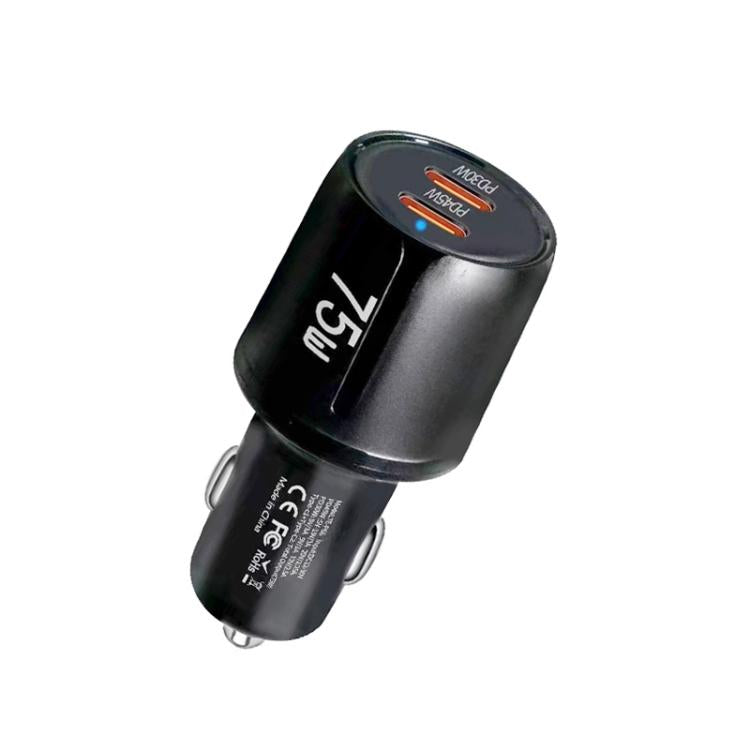 TE-P66 Chargeur de Voiture à Charge Rapide Double Port Type-C x 2 PD45W 75W, TE-P66