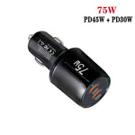 TE-P66 Chargeur de Voiture à Charge Rapide Double Port Type-C x 2 PD45W 75W, TE-P66