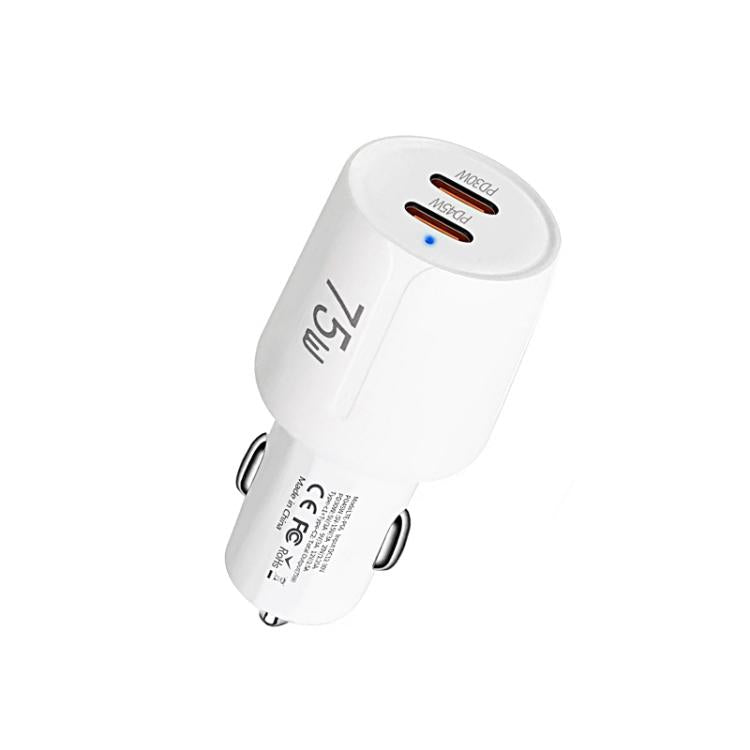 TE-P66 Chargeur de Voiture à Charge Rapide Double Port Type-C x 2 PD45W 75W, TE-P66