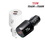 TE-P66 Chargeur de Voiture à Charge Rapide Double Port Type-C x 2 PD45W 75W, TE-P66