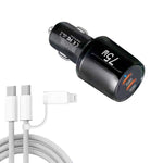 Chargeur de voiture à charge rapide double port Type-C x 2 TE-P66 75W avec câble de données Type-C vers Type-C / 8 broches, TE-P66 avec câble