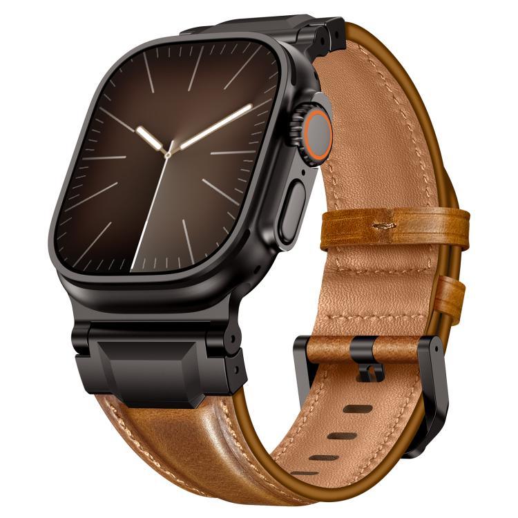Bracelet de montre en cuir style armure, pour Apple Watch 46 mm / 49 mm / 45 mm / 44 mm