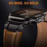 Bracelet de montre en cuir style armure, pour Apple Watch 46 mm / 49 mm / 45 mm / 44 mm