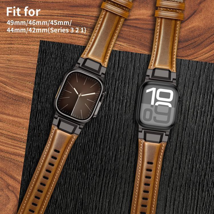 Bracelet de montre en cuir style armure, pour Apple Watch 46 mm / 49 mm / 45 mm / 44 mm