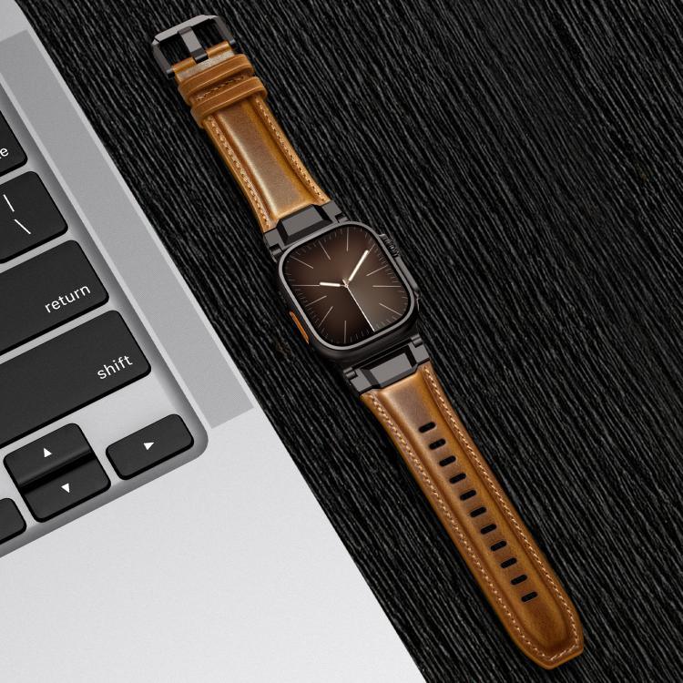Bracelet de montre en cuir style armure, pour Apple Watch 46 mm / 49 mm / 45 mm / 44 mm