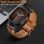 Bracelet de montre en cuir style armure, pour Apple Watch 46 mm / 49 mm / 45 mm / 44 mm