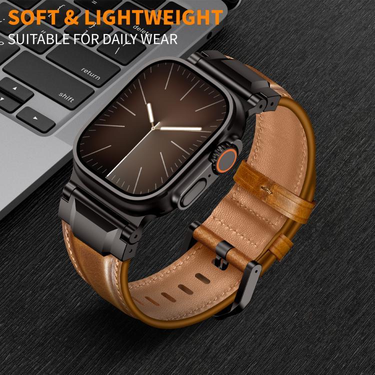 Bracelet de montre en cuir style armure, pour Apple Watch 46 mm / 49 mm / 45 mm / 44 mm