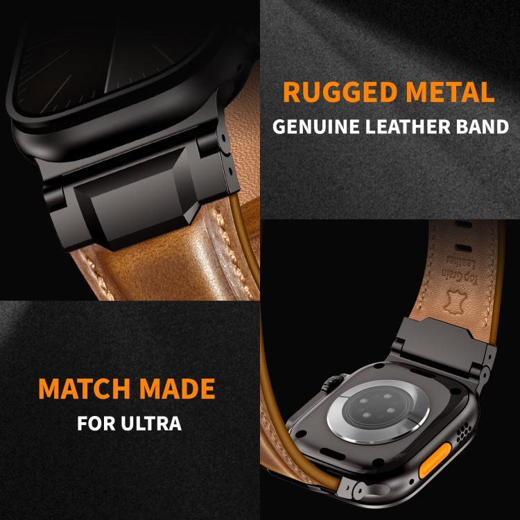 Bracelet de montre en cuir style armure, pour Apple Watch 46 mm / 49 mm / 45 mm / 44 mm