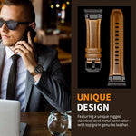 Bracelet de montre en cuir style armure, pour Apple Watch 46 mm / 49 mm / 45 mm / 44 mm