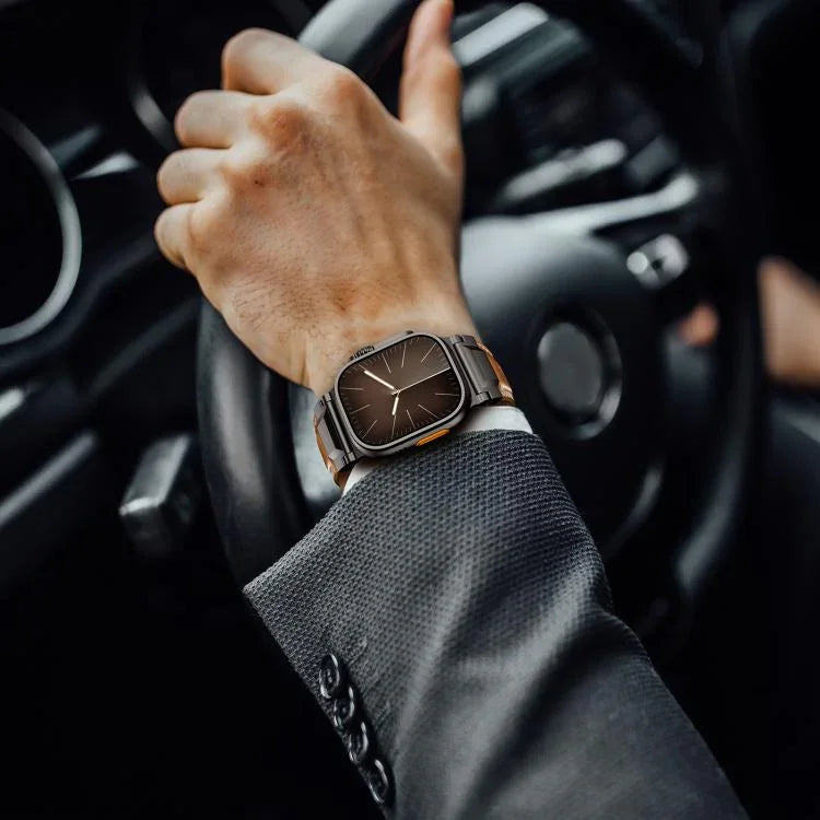 Bracelet de montre en cuir style armure, pour Apple Watch 46 mm / 49 mm / 45 mm / 44 mm