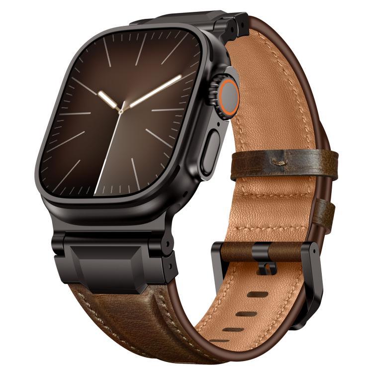 Bracelet de montre en cuir style armure, pour Apple Watch 46 mm / 49 mm / 45 mm / 44 mm