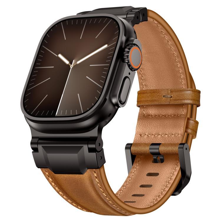 Bracelet de montre en cuir style armure, pour Apple Watch 46 mm / 49 mm / 45 mm / 44 mm
