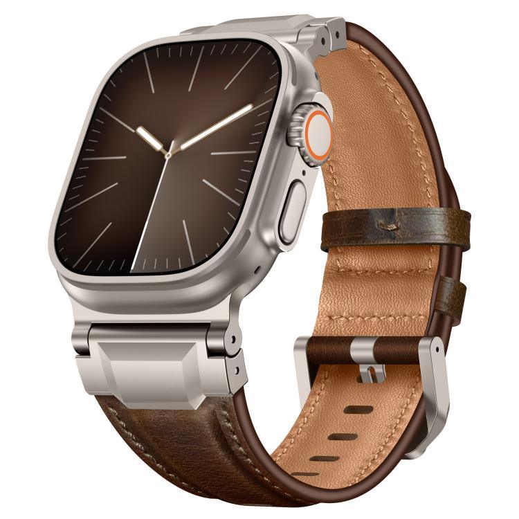 Bracelet de montre en cuir style armure, pour Apple Watch 46 mm / 49 mm / 45 mm / 44 mm