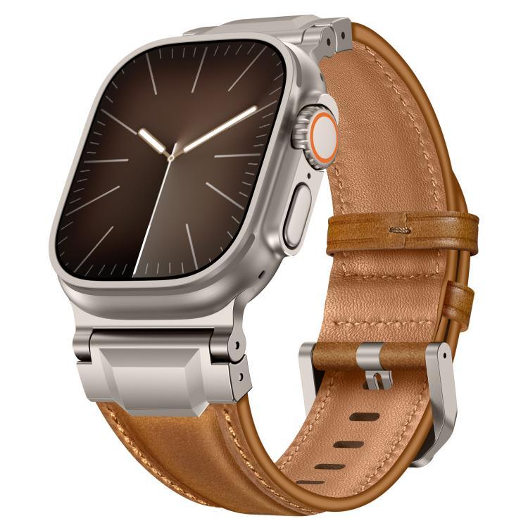 Bracelet de montre en cuir style armure, pour Apple Watch 46 mm / 49 mm / 45 mm / 44 mm