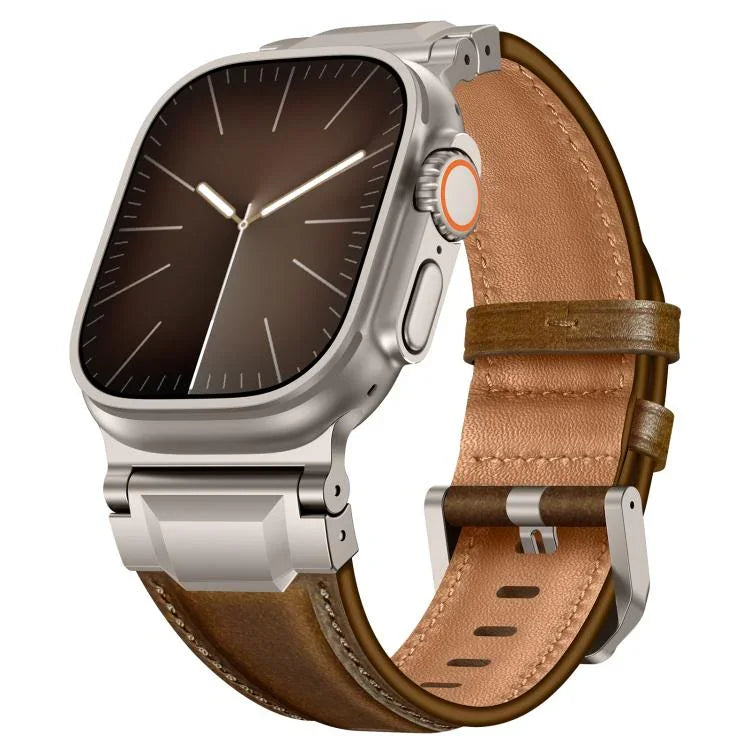 Bracelet de montre en cuir style armure, pour Apple Watch 46 mm / 49 mm / 45 mm / 44 mm