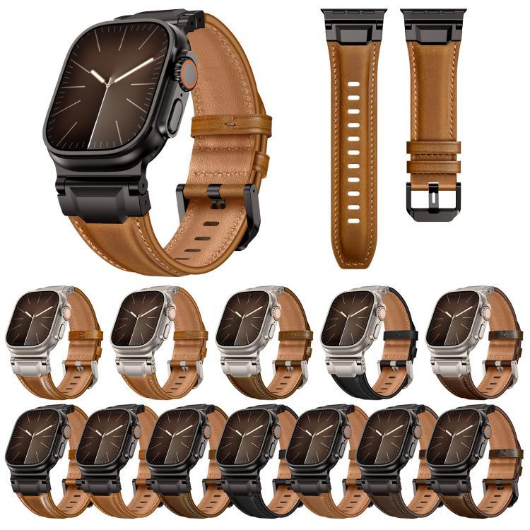 Bracelet de montre en cuir style armure, pour Apple Watch 46 mm / 49 mm / 45 mm / 44 mm