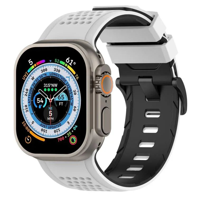 Bracelet de montre en silicone respirant Check Design, pour Apple Watch 46 mm / 49 mm / 45 mm / 44 mm