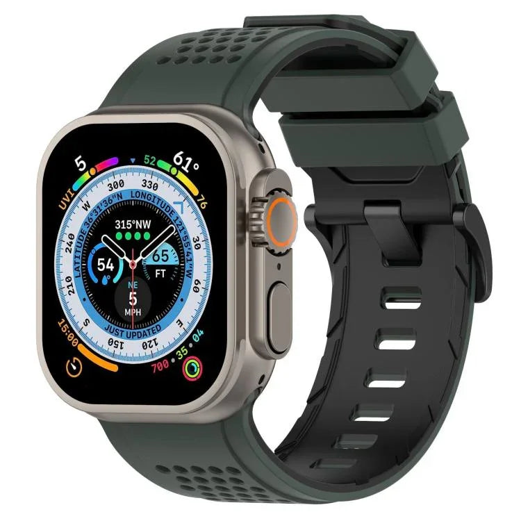 Bracelet de montre en silicone respirant Check Design, pour Apple Watch 46 mm / 49 mm / 45 mm / 44 mm