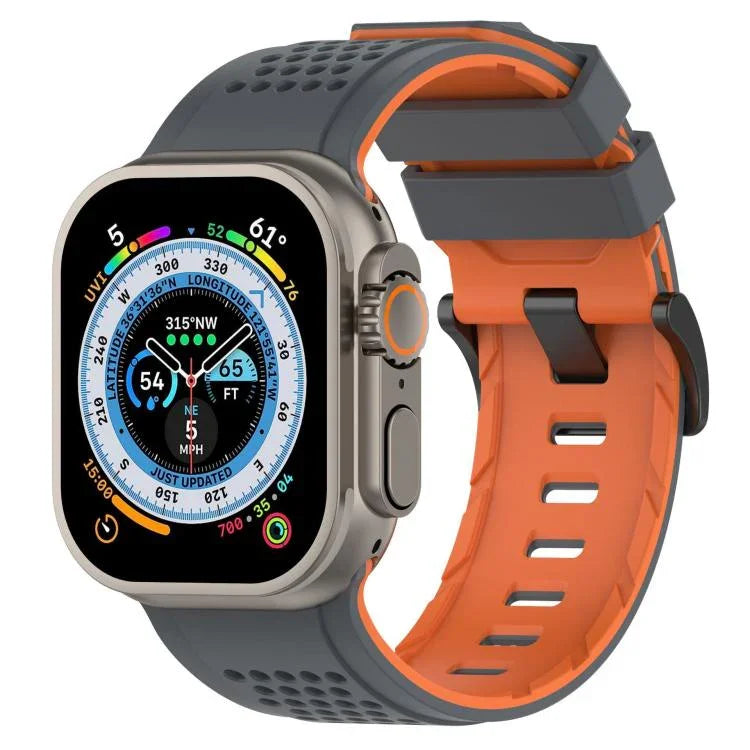 Bracelet de montre en silicone respirant Check Design, pour Apple Watch 46 mm / 49 mm / 45 mm / 44 mm