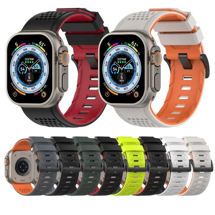 Bracelet de montre en silicone respirant Check Design, pour Apple Watch 46 mm / 49 mm / 45 mm / 44 mm