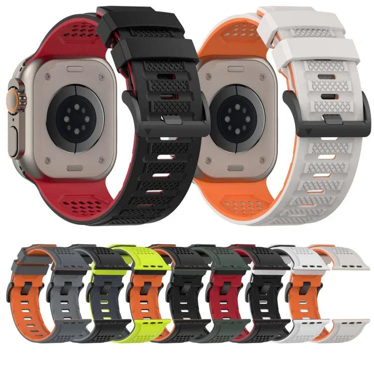 Bracelet de montre en silicone respirant Check Design, pour Apple Watch 46 mm / 49 mm / 45 mm / 44 mm