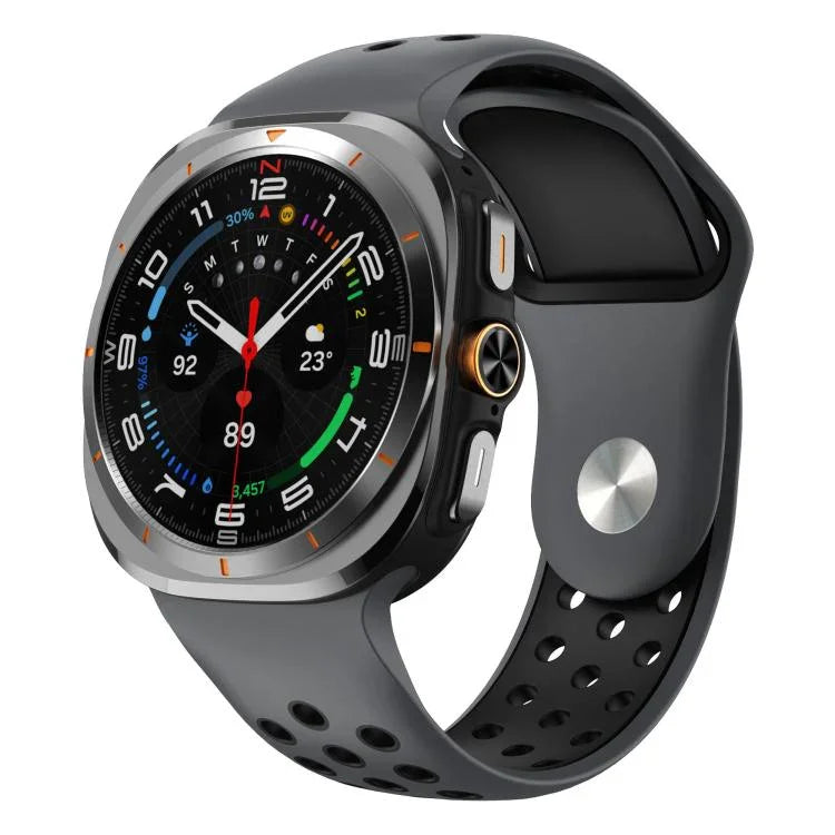 Bracelet de montre en silicone à boucle inversée avec trous ronds bicolores, pour Samsung Galaxy Watch Ultra 47 mm / Ultra 2025