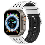 Bracelet de montre en silicone respirant bicolore à trous verticaux, pour Apple Watch 46 mm / 49 mm / 45 mm / 44 mm