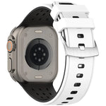 Bracelet de montre en silicone respirant bicolore à trous verticaux, pour Apple Watch 46 mm / 49 mm / 45 mm / 44 mm