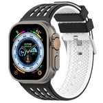 Bracelet de montre en silicone respirant bicolore à trous verticaux, pour Apple Watch 46 mm / 49 mm / 45 mm / 44 mm