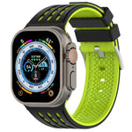 Bracelet de montre en silicone respirant bicolore à trous verticaux, pour Apple Watch 46 mm / 49 mm / 45 mm / 44 mm