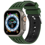 Bracelet de montre en silicone respirant bicolore à trous verticaux, pour Apple Watch 46 mm / 49 mm / 45 mm / 44 mm