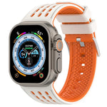 Bracelet de montre en silicone respirant bicolore à trous verticaux, pour Apple Watch 46 mm / 49 mm / 45 mm / 44 mm