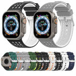 Bracelet de montre en silicone respirant bicolore à trous verticaux, pour Apple Watch 46 mm / 49 mm / 45 mm / 44 mm