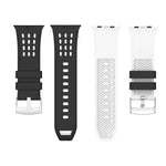 Bracelet de montre en silicone respirant bicolore à trous verticaux, pour Apple Watch 46 mm / 49 mm / 45 mm / 44 mm