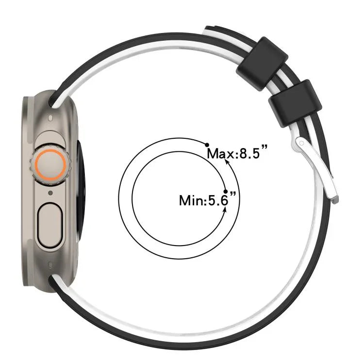 Bracelet de montre en silicone respirant bicolore à trous verticaux, pour Apple Watch 46 mm / 49 mm / 45 mm / 44 mm