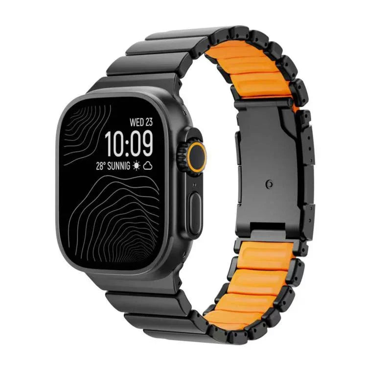 Bracelet de montre Turtle Buckle bicolore en titane et silicone, pour Apple Watch 46 mm / 49 mm / 45 mm / 44 mm