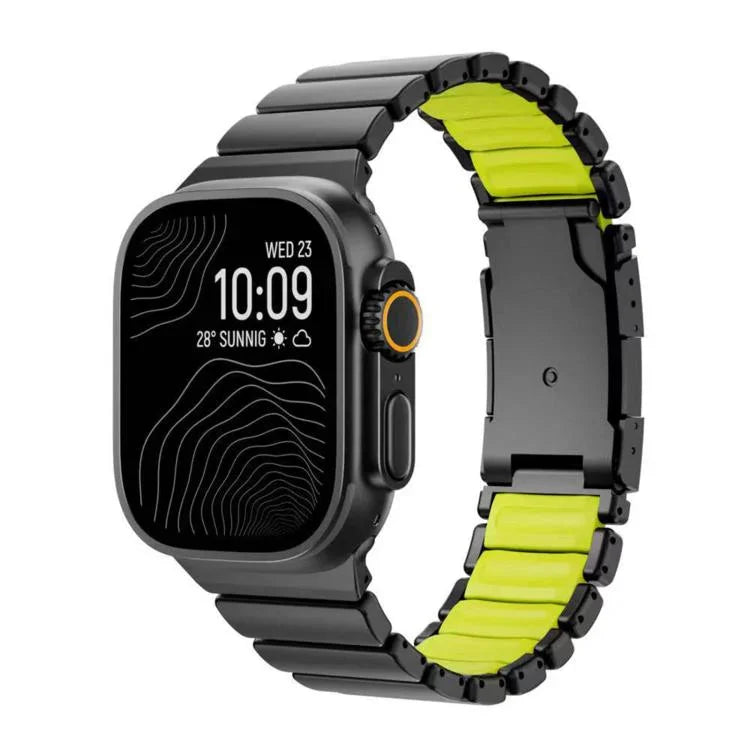Bracelet de montre Turtle Buckle bicolore en titane et silicone, pour Apple Watch 46 mm / 49 mm / 45 mm / 44 mm