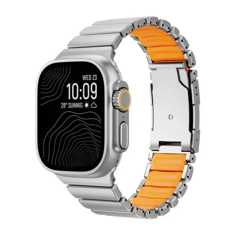 Bracelet de montre Turtle Buckle bicolore en titane et silicone, pour Apple Watch 46 mm / 49 mm / 45 mm / 44 mm