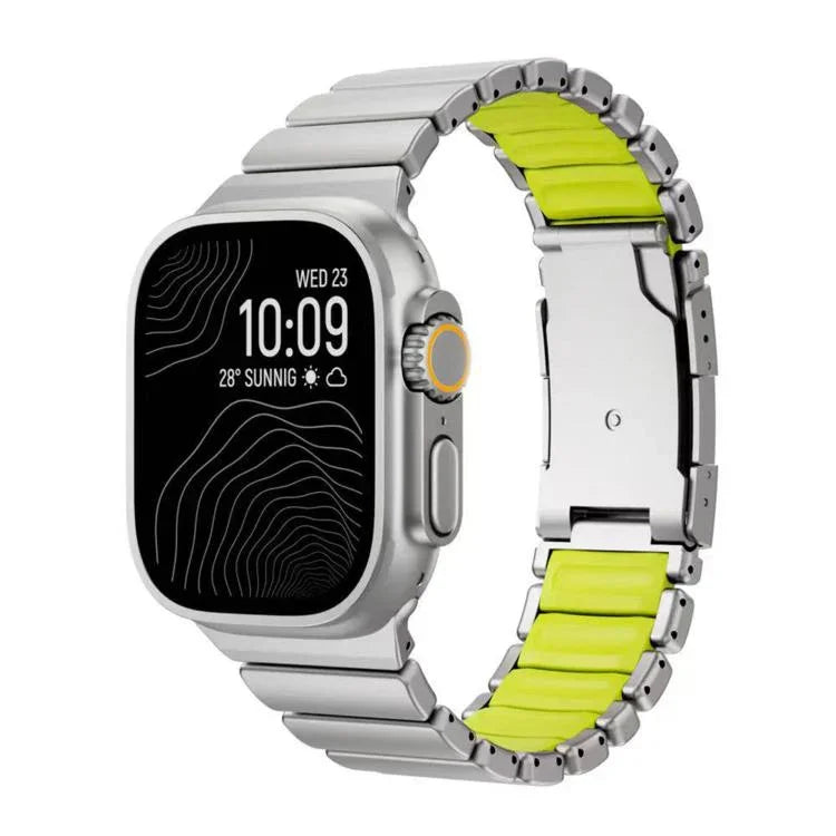 Bracelet de montre Turtle Buckle bicolore en titane et silicone, pour Apple Watch 46 mm / 49 mm / 45 mm / 44 mm