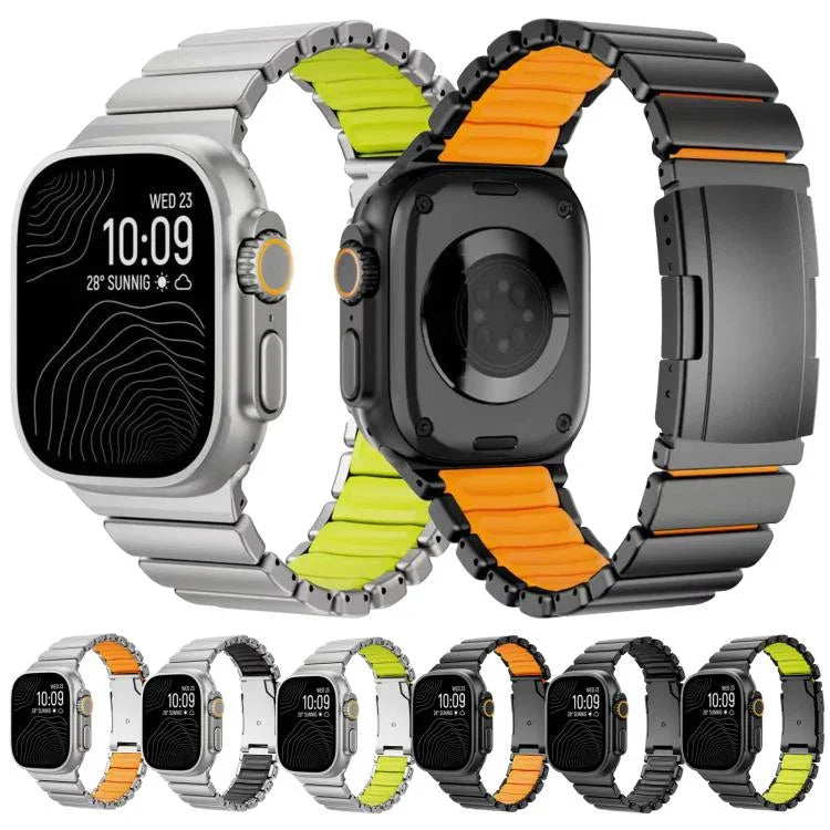 Bracelet de montre Turtle Buckle bicolore en titane et silicone, pour Apple Watch 46 mm / 49 mm / 45 mm / 44 mm
