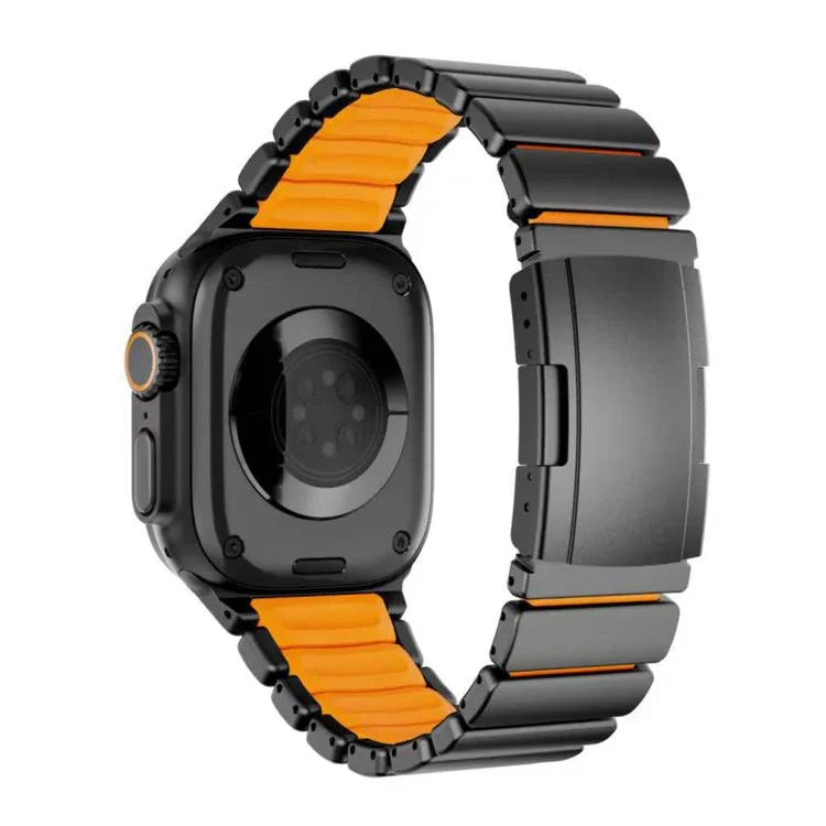 Bracelet de montre Turtle Buckle bicolore en titane et silicone, pour Apple Watch 46 mm / 49 mm / 45 mm / 44 mm