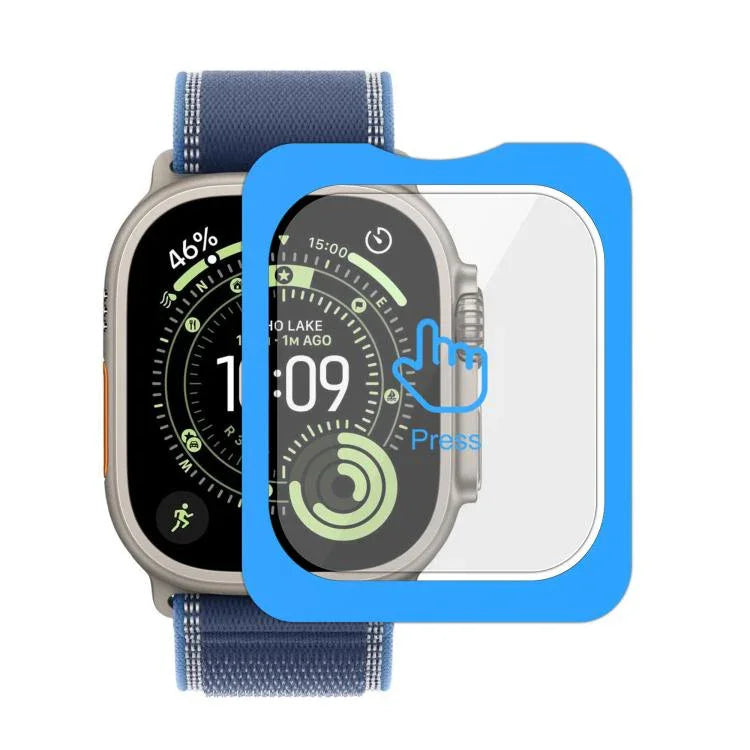 Film de protection d'écran en verre trempé anti-traces de doigts HD, facile à installer et à positionner, pour Apple Watch Ultra 3/2/1 49 mm