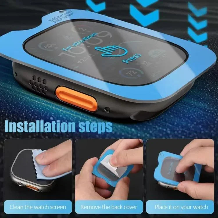 Film de protection d'écran en verre trempé anti-traces de doigts HD, facile à installer et à positionner, pour Apple Watch Ultra 3/2/1 49 mm