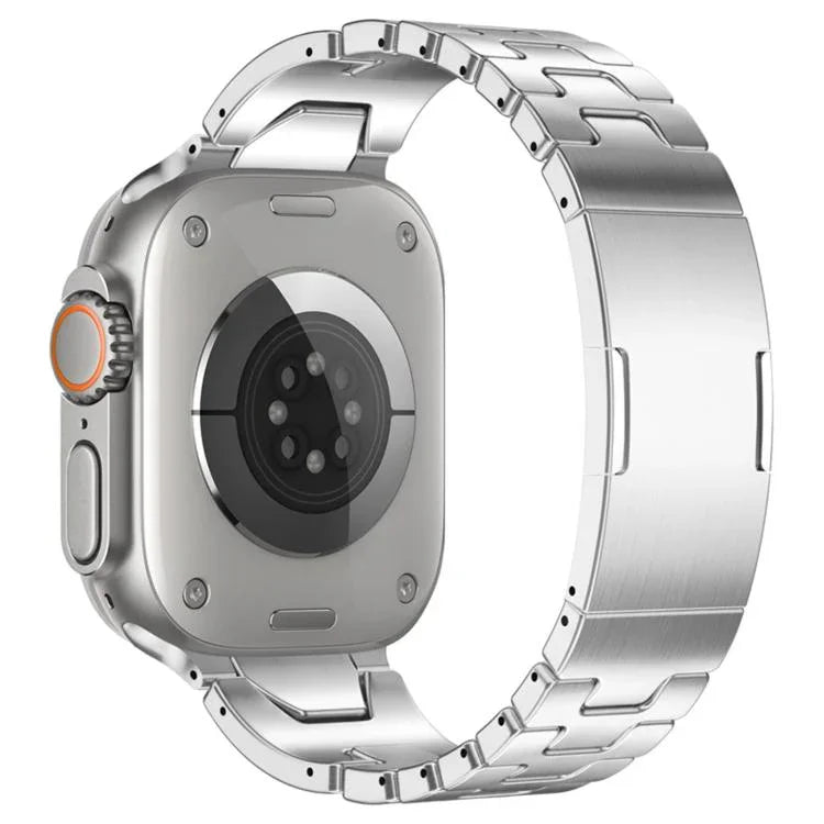 Bracelet de montre en acier inoxydable avec boucle papillon à dégagement rapide de type H, compatible avec les Apple Watch 44 mm / 45 mm / 46 mm / 49 mm et 42 mm / 41 mm / 40 mm / 38 mm.