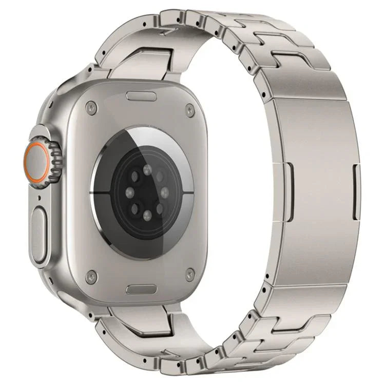 Bracelet de montre en acier inoxydable avec boucle papillon à dégagement rapide de type H, compatible avec les Apple Watch 44 mm / 45 mm / 46 mm / 49 mm et 42 mm / 41 mm / 40 mm / 38 mm.