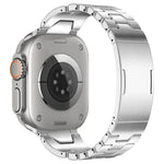 Bracelet de montre en acier inoxydable avec boucle papillon à dégagement rapide de type H, compatible avec les Apple Watch 44 mm / 45 mm / 46 mm / 49 mm et 42 mm / 41 mm / 40 mm / 38 mm.