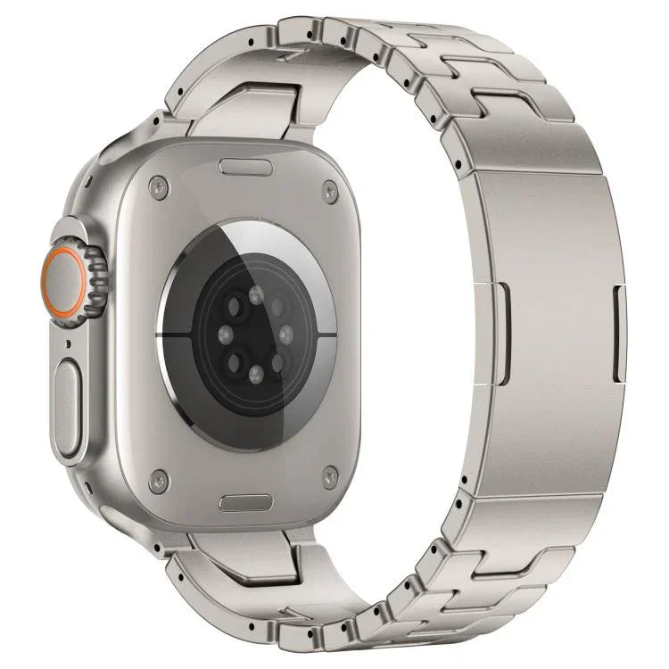 Bracelet de montre en acier inoxydable avec boucle papillon à dégagement rapide de type H, compatible avec les Apple Watch 44 mm / 45 mm / 46 mm / 49 mm et 42 mm / 41 mm / 40 mm / 38 mm.