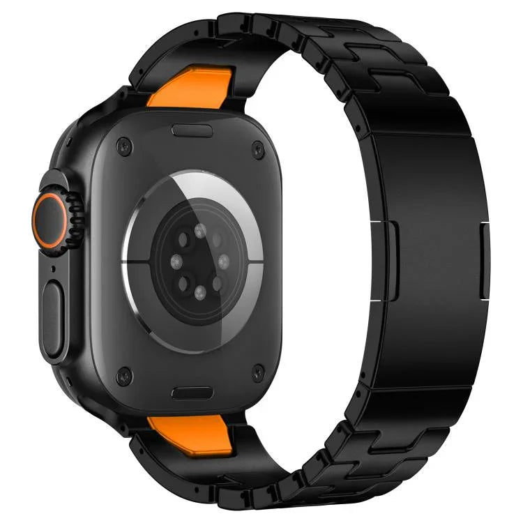 Bracelet de montre en acier inoxydable avec boucle papillon à dégagement rapide de type H, compatible avec les Apple Watch 44 mm / 45 mm / 46 mm / 49 mm et 42 mm / 41 mm / 40 mm / 38 mm.