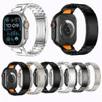 Bracelet de montre en acier inoxydable avec boucle papillon à dégagement rapide de type H, compatible avec les Apple Watch 44 mm / 45 mm / 46 mm / 49 mm et 42 mm / 41 mm / 40 mm / 38 mm.