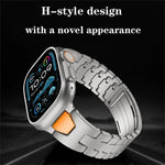 Bracelet de montre en acier inoxydable avec boucle papillon à dégagement rapide de type H, compatible avec les Apple Watch 44 mm / 45 mm / 46 mm / 49 mm et 42 mm / 41 mm / 40 mm / 38 mm.